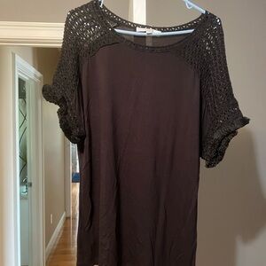 LOFT black Crochet Sleeve Blouse